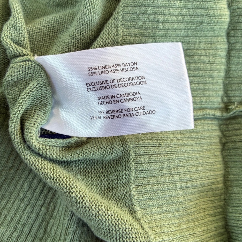Gap Women XXL Sage Green Linen Blend V-Neck Cardigan Sweater Raglan Sleeve - Picture 6 of 6